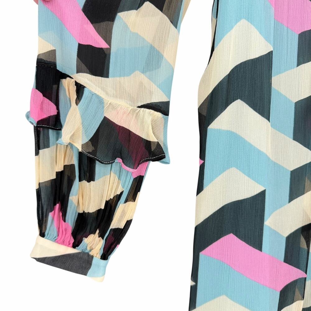 Diane von Furstenberg Heidi Geometric Rectangle Print Long Sleeve Shirt Dress - Picture 9 of 13